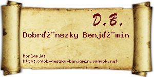 Dobránszky Benjámin névjegykártya